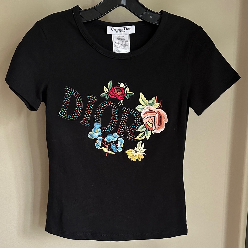Dior T-Shirt; brand new with tags; sparkles & embroidery.